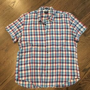 J. Crew short sleeve button down in red and blue